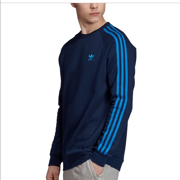 Adidas Originals Trefoil Blue Pullover Sweatshirt - Picture 4 of 8